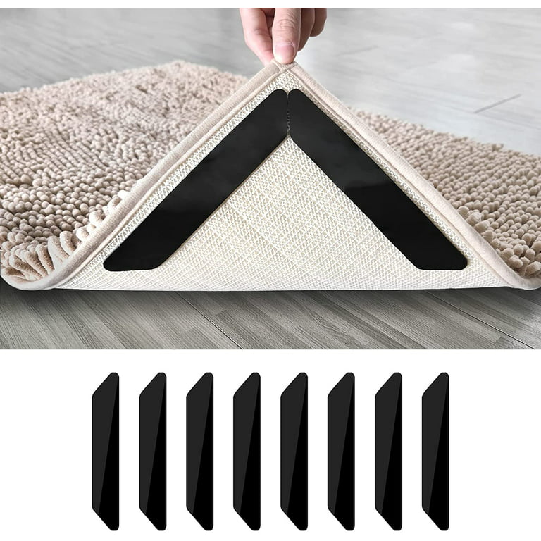 8pcs Black Anti-slip Carpet Gripper, Rug Pad, No Trace Carpet