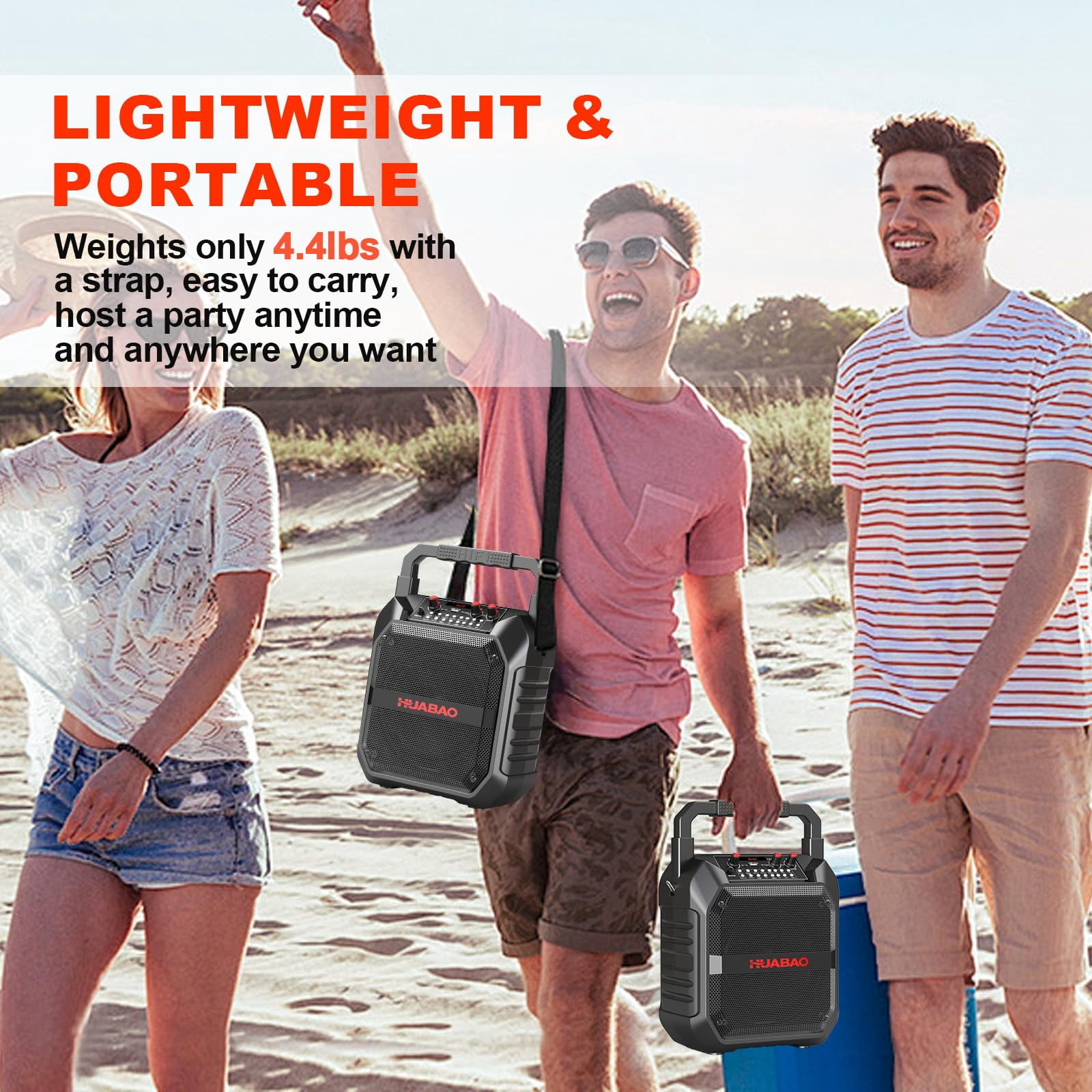 HUABAO Karaoke Machine, Portable Bluetooth Speaker with 1 Wireless Microphone and Remote Control for Home and Outdoor Party