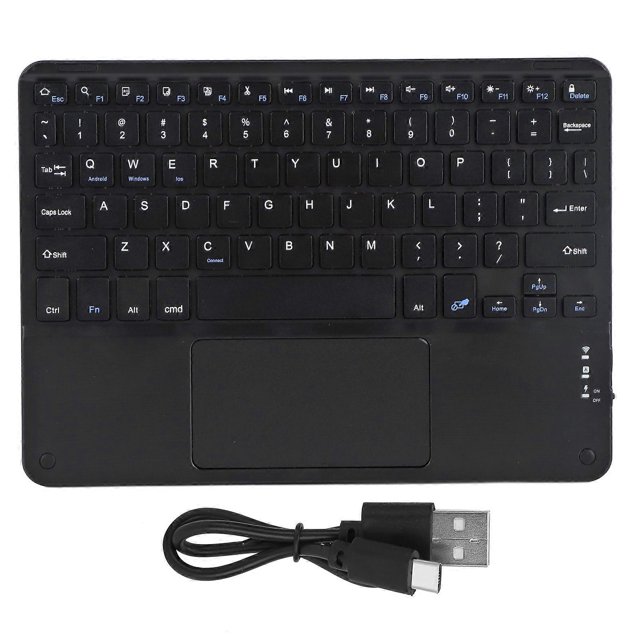 Wireless Bluetooth Keyboard Touch MultiFunction External Computer Accessories Square Cap 10in(Black )