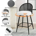 thumbnail image 6 of ANMINY Rattan Swivel Bar Stools, 26" Counter Height Set of 3, Upholstered Chairs Barstools with Full Back and Metal Legs Modern Boucle Fabric Seat for Home Kitchen Island, 6 of 10