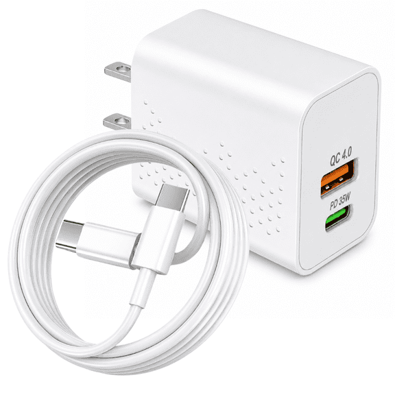 Qixxronics Fast USB-C Charger 35W with 3FT Type-C Cable Compatible with iPhone 17/17 Air/17 Pro Max/16/16 Pro/15/15 Pro Max, iPad Pro/Air/Mini