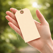 100 Manila Tags #5 with Wire - 4 3/4 x 2 3/8 - Blank Paper Labels with String Metal Wire Attached