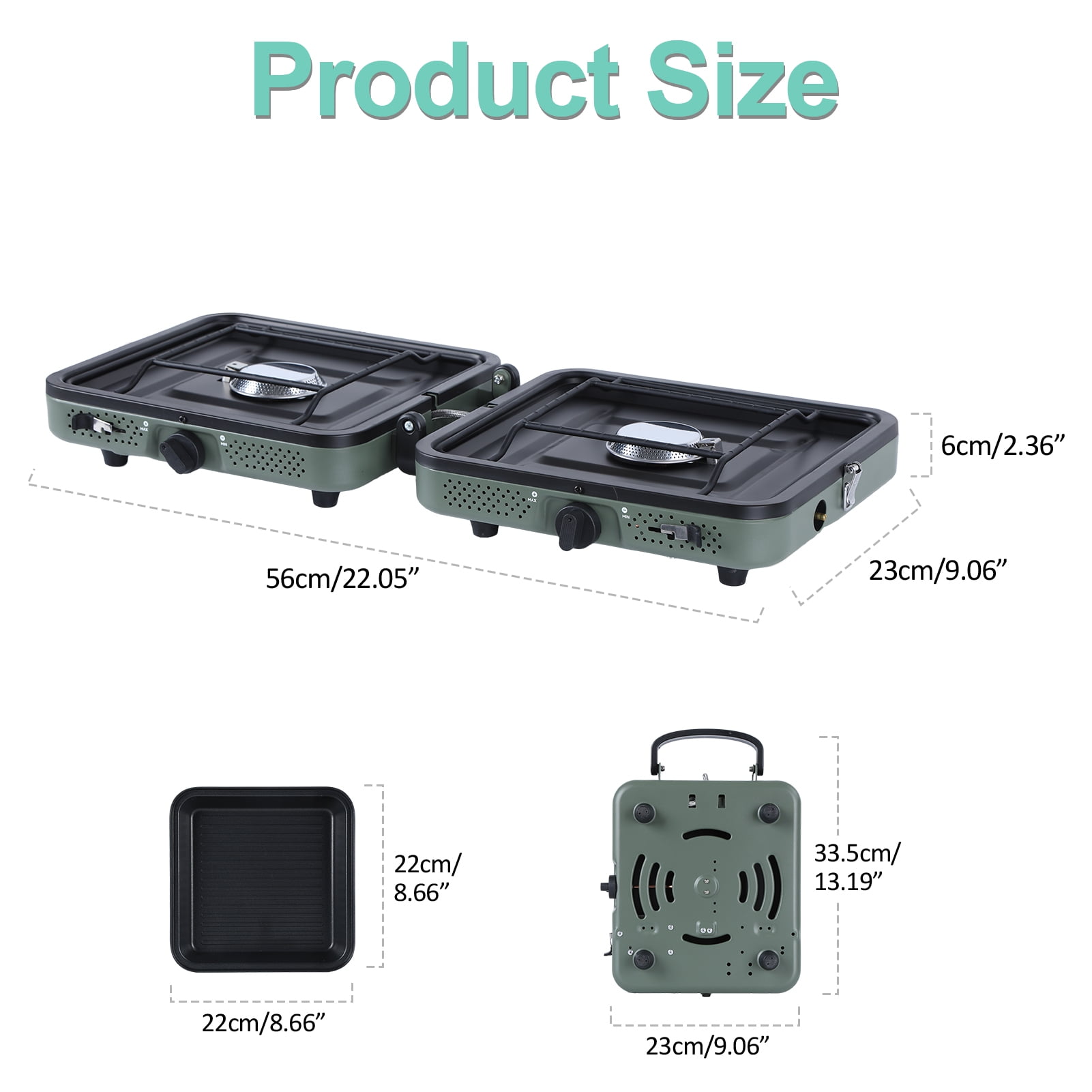 Portable Windproof Dual Burner Camping Stove,20,000 BTU High Output Metal Folding Gas Stove with Removable Windshield & Frying Pan-Perfect for Outdoor Cooking,Hiking,Tailgating & Emergency Use