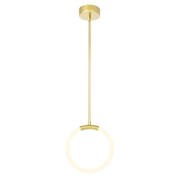 CWI Lighting Hoops 1 Light Contemporary Metal LED Pendant in Satin Gold