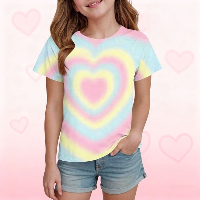 Blusa infantil estampada de manga tres cuartos con cuello redondo para niñas, estilo casual, suave y elástica, multicolor, 1 unidad, tallas 110-170 (3-14 años).