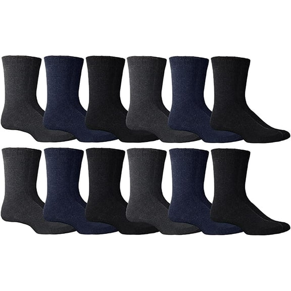 Yacht & Smith 12 Pairs Cotton Thermal Crew Socks, Men Women, Warm Thick Boot Sock, Bulk