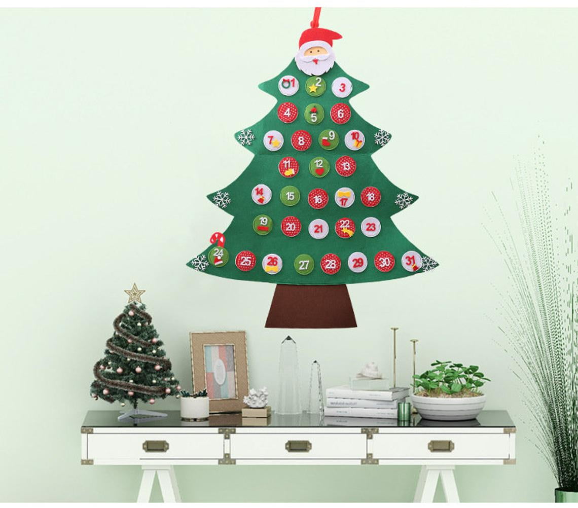 Christmas New Year Advent Calendar, 3D Felt December Countdown 31 Days,  Wall Hang Bedroom Christmas Tree Oranment DÃ©cor Fireplace Holidays Party  Decoration Gift Family Kids (Santa Claus & Xmas Tree) - Walmart.com