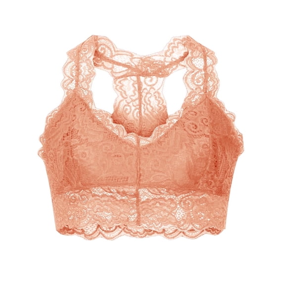 Ersazi Womens Bras No Underwire Sexy Women Plus Size Vest Crop Wire Free Bra Lace Lingerie Sexy V-Neck Underwear Brown Xl