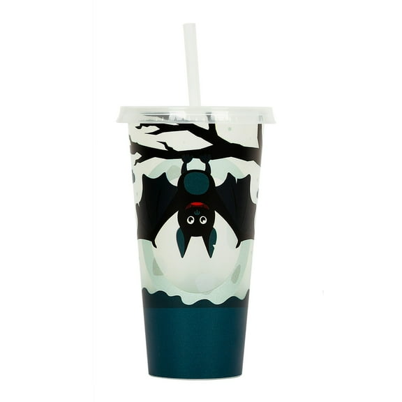 MOQIN Halloween Decorations Color Changing Cups with Lids and Straws, 24 oz Plastic Halloween Cups with Lids and Straws, Reusable Halloween Tumblers Bulk for Party