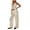 Khaki, variant on Guluxicc 2 Piece Women's Outfit Sets Halter V Neck Sleeveless Ruffle Hem Tops Front Cutout Wide Leg Pants Casual Outfits for Casual Wear