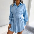 thumbnail image 5 of Fesfesfes Women Dress Casual Solid V-Neck Long Sleeve Loose T-Shirt Fall Blouse Button Tops Under $10, 5 of 8