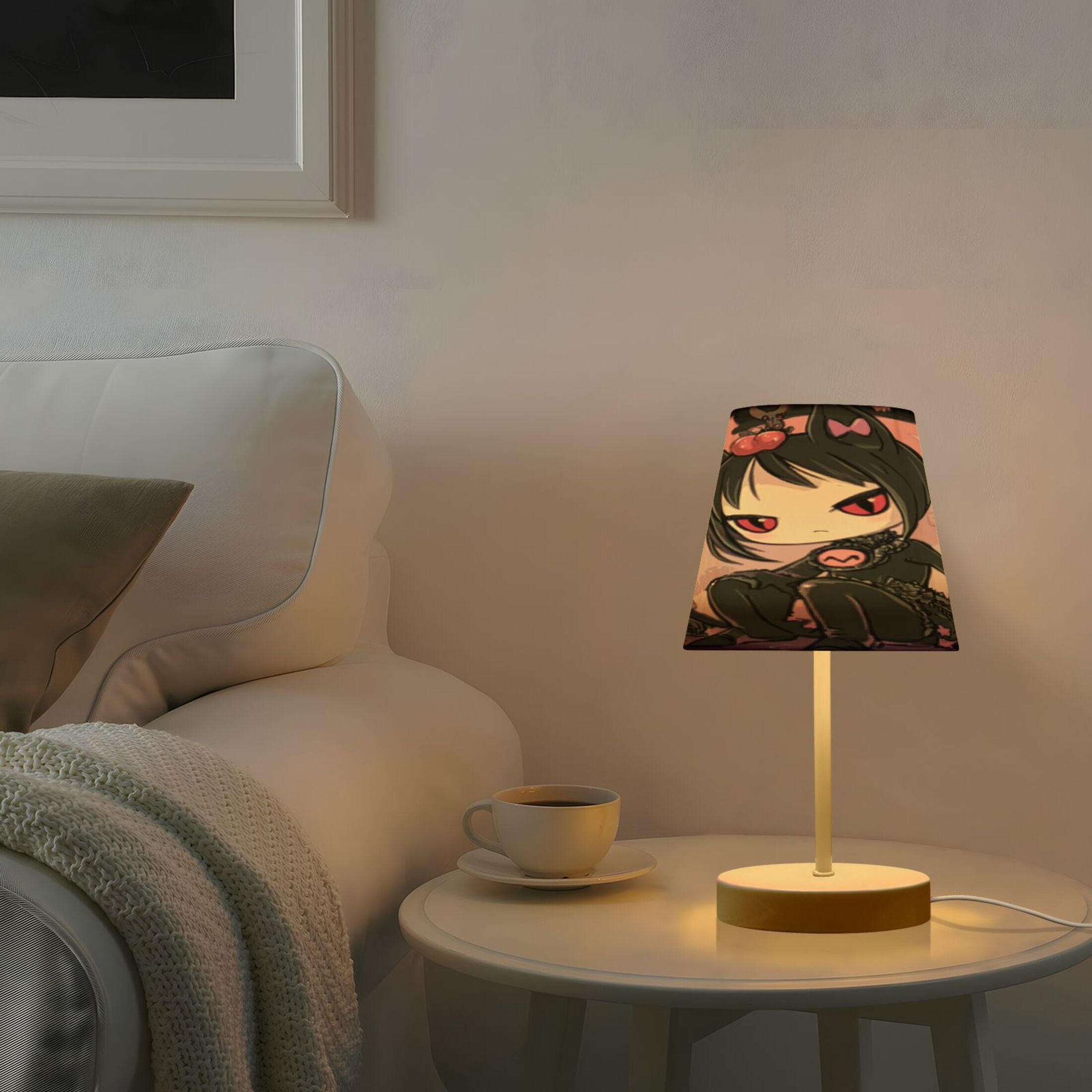 LED Desk Lamp Cute Vampire with Cat Ears Table Nightstand Lamps with 3 Color Temperatures for Home Bedroom Living Room Decor 8x12