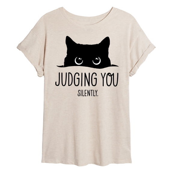 Instant Message - Judging You Silently Black Cat Oversized Graphic T-Shirt
