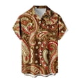 thumbnail image 2 of Alkepwun Mens Plus Size Hawaiian Shirt Summer Boho Floral Beach Shirts Casual Short Sleeve Button Down Shirts Ethnic Party Tops Vacation Shirt on Clearance, 2 of 4
