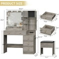 thumbnail image 2 of FANRAL Vanity Set with Mirror and Lights,Makeup Vanity Desk with Drawers & Chair & Jewelry Storage Cabinet,Grey Vanity, 2 of 8