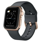 Adepoy Compatible with Apple Watch Bands 41mm 40mm 38mm, Soft Silicone Sport Wristbands Replacement Strap with Classic Clasp for iWatch Series SE 7 6 5 4 3 2 1 for Women Men, Deep Grey 38/40/41mm