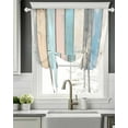 thumbnail image 5 of Blue Pink Cream Stripe Tie Up Curtains for Window, Thermal Insulated Balloon Shade Adjustable Rod Pocket Curtains Valance Panels for Kitchen Bathroom Cafe 42 x 63 Farmhouse Vintage Wooden, 5 of 6