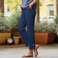 thumbnail image 2 of COMVALUE Pants for Women 2026 Trendy Casual Summer Capris Loose Fit High Waisted Trousers with Pockets (Navy, XXL), 2 of 5