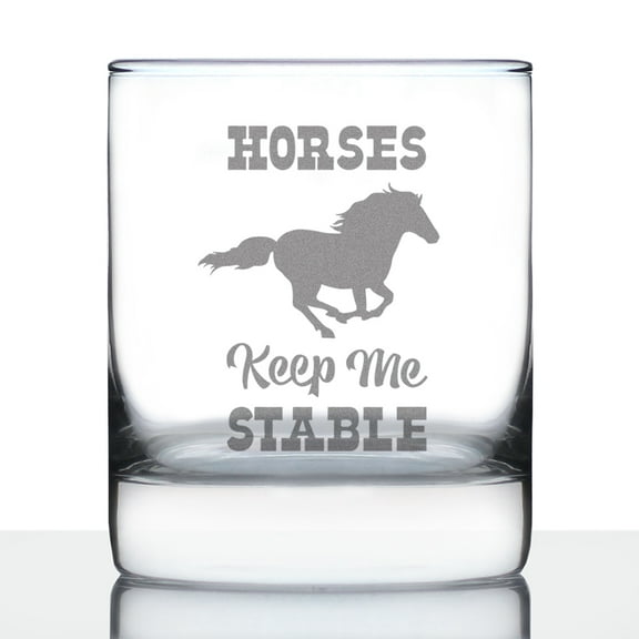 Bevvee Whiskey Rocks Glass 10.25 oz Horses Keep Me Stable Gifts for Horse Lovers Glassware & Drinkware