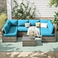 thumbnail image 5 of Snubbull 6-Seat Sectional Outdoor Patio Replacement Cushions Set, 25.5" x 25.5", 5" Foam High-Density, 14-Piece Water-Resistant Outdoor Cushion for Patio Conversation Sets, Liner&Cover, Lake Blue, 5 of 6