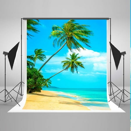 Image of HelloDecor 5x7ft Tropical Rainforest Photography Backdrop Summer Beach Background Cloth for Wedding Photo Booth