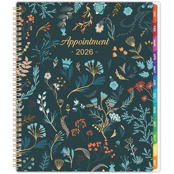 2026 Appointment Book - 2026 Daily Hourly Planner, Jan 2026 - Dec 2026, Appointment Book 2026, Large Planners Weekly Monthly, 8.5" x 11", Planners with 30-Minute Interval - Green Floral$$Office