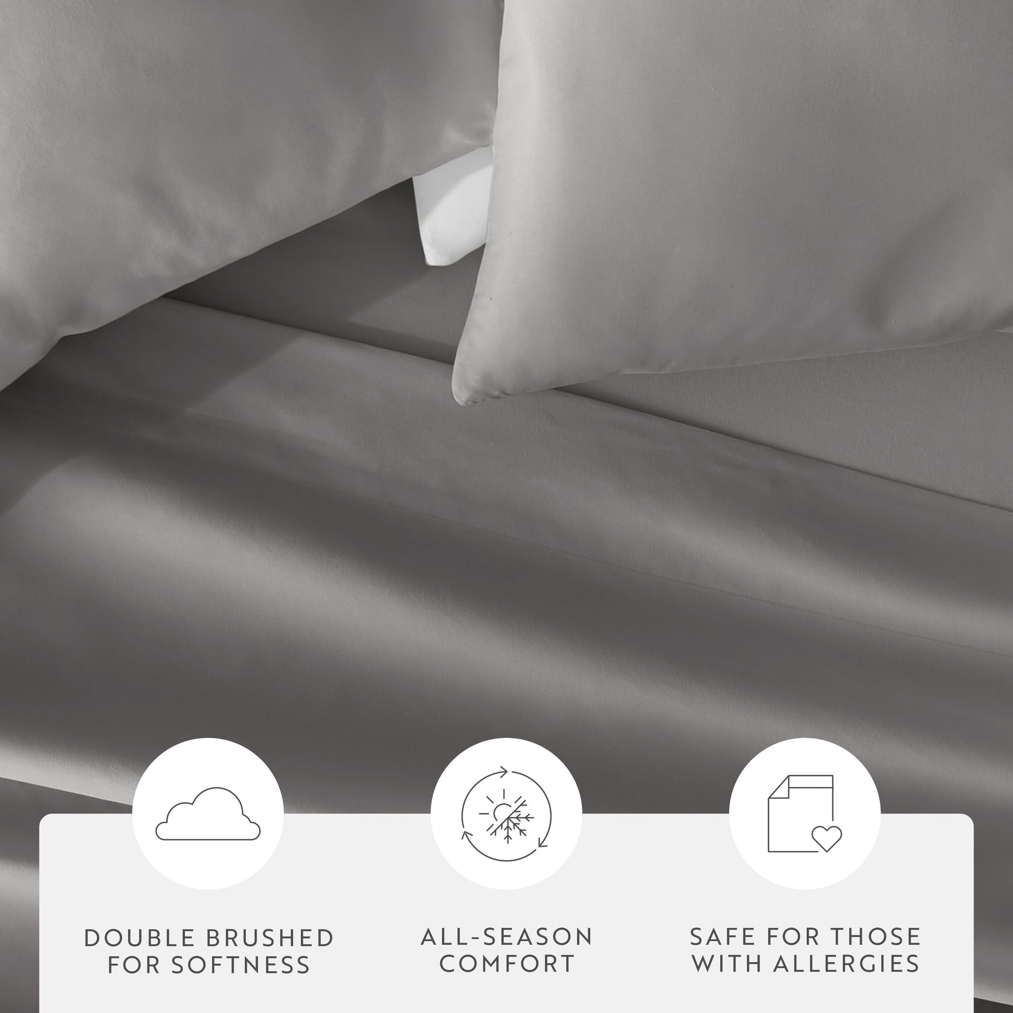 Noble Linens 2 Piece Pillow Case Set, Light Gray, King