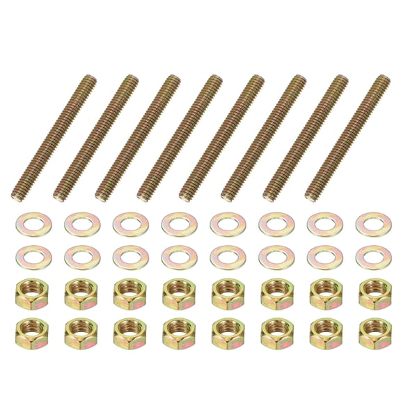 5/16" x 2-3/4" Color Zinc Fully All Thread Rod, 8 Pcs Carbon Steel Long Threaded Screw for Furniture Garden