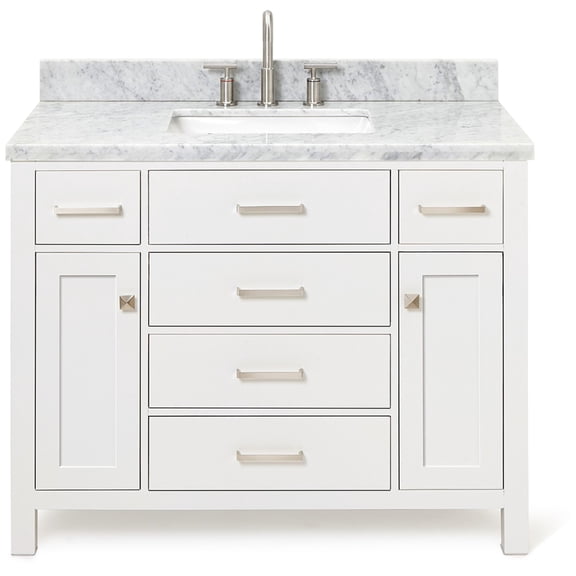 Ariel H043SCWRVOWHT Bristol 43" Free Standing Single Rectangular Basin Vanity Set - White