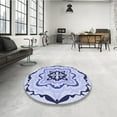 thumbnail image 4 of Ahgly Tapis d'Intérieur Lavable en Machine Carré Transitionnel Bleu Ciel, 8 Pieds Carré, 4 of 7