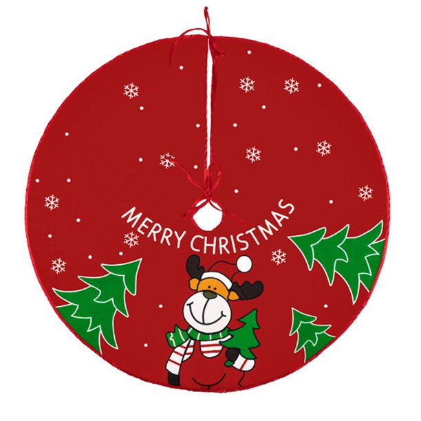 Faldas de árbol de Navidad Rojas, decoración de Santa Claus, alce, decoraciones navideñas para el hogar, parte inferior de tela, falda de árbol de Navidad
