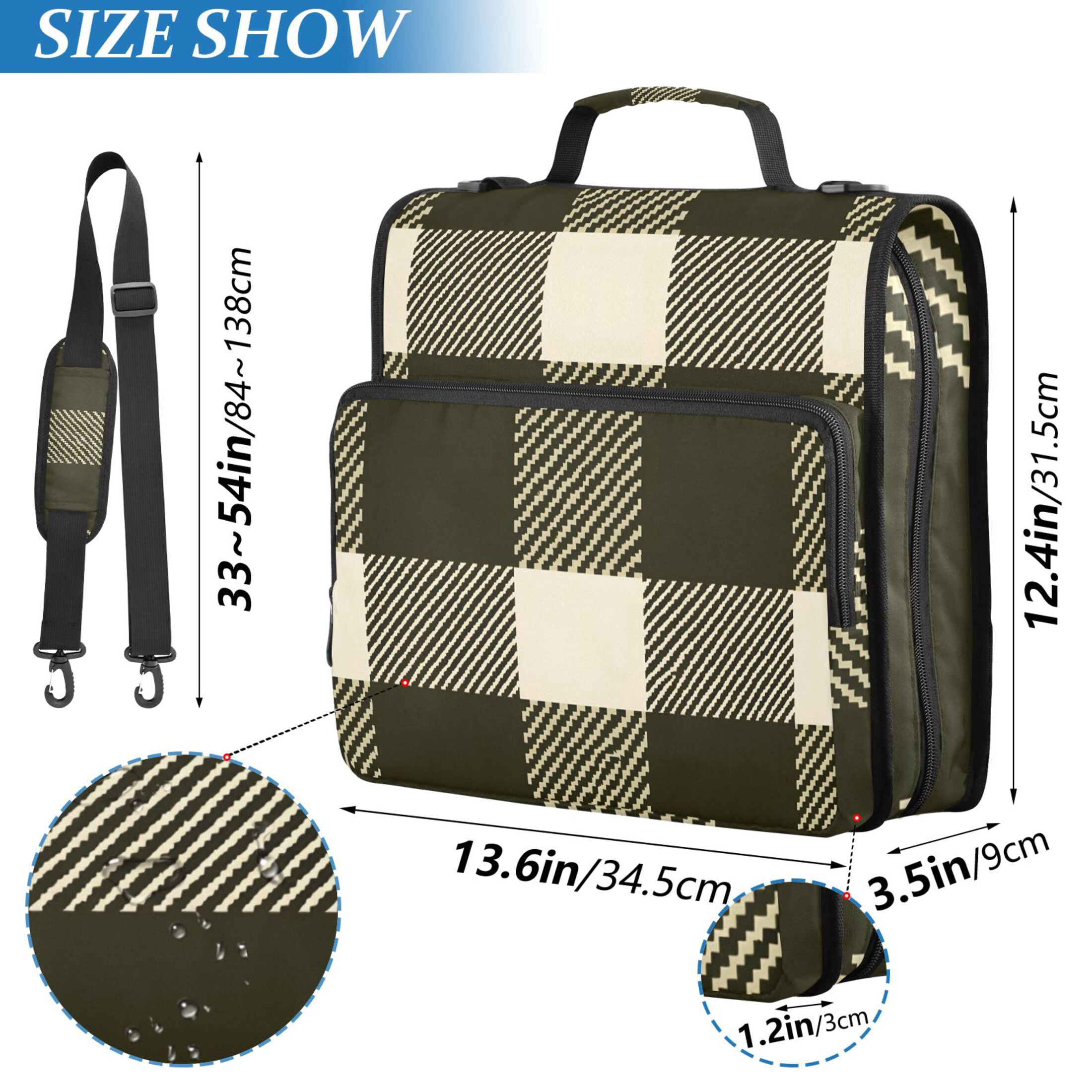 ALAZA Zipper Binder Retro Checkered-z2 3 Ring Trapper Keeper File Folder Organizer Bag