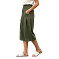 thumbnail image 6 of VBVC Women's Cotton Pleated Wide Leg Capri Pants , Casual Summer Crop Trousers For Women , Ladies' Relaxed Fit Lounge Culottes with Pockets, Army Green , S-2XL, 6 of 8