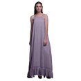 thumbnail image 1 of Bimba Robe de Nuit Imprimée Feuilles Violet Poussiéreux pour Femmes Longue à Bretelles Spaghetti Robe Maxi Vêtement de Nuit Robe Petite, 1 of 5
