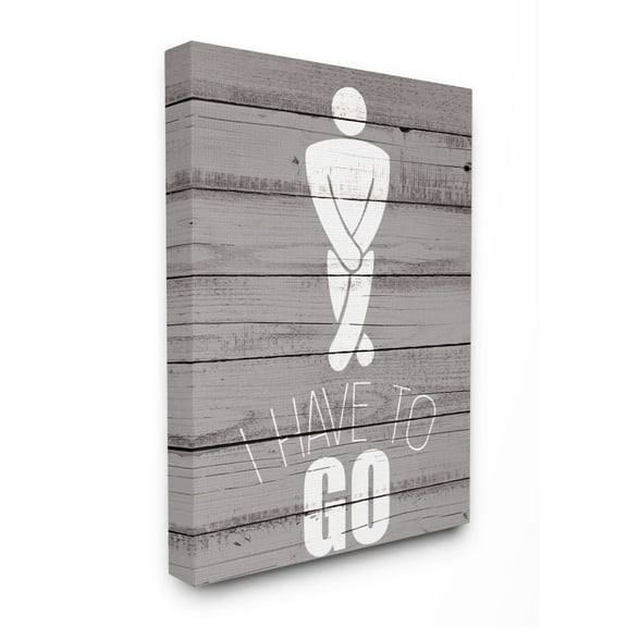 Stupell Industries Mens Room I Have To Go Funny Wood Texture Bath Word Design Canvas Wall Art by Kim Allen