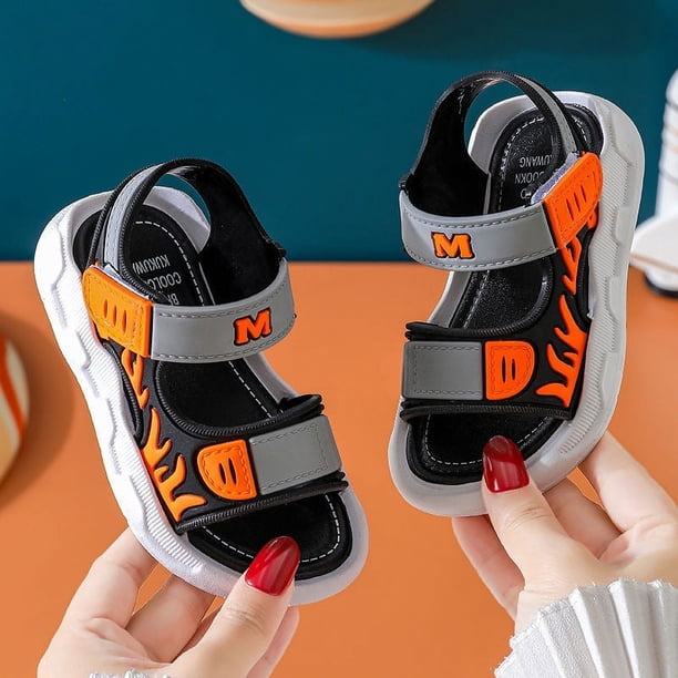 Sandalias de moda de verano para niños, para niños de talla mediana y grande, estilo coreano, zapatos de playa para bebés, para niños grandes y pequeños