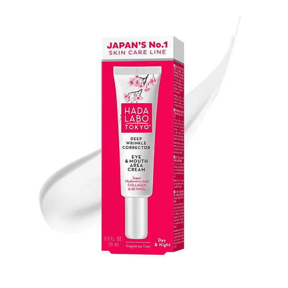 Hada Labo Tokyo Deep Wrinkle Corrector, Eye & Mouth Area Cream – with Super Hyaluronic Acid, Collagen, Retinol to Help Reduce Appearance of Wrinkles