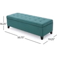 thumbnail image 3 of Mission Fabric Storage Ottoman, Dark Teal Dimensions: 19.25”D x 50.75”W x 16.25”H, 3 of 8