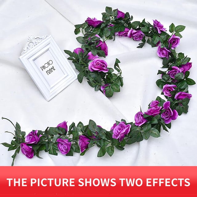 PVCS Artificial Rose Flower Rattan Wall Hanging Indoor Windin Decoration Fake Flower for Home Decor
