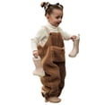 thumbnail image 3 of KaLI_store Little Girl Pants Girl's Elastic Waist Flare Leg Ribbed Knit Casual Stretch Long Pants,Brown, 3 of 5