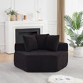 thumbnail image 2 of Leumius Oversized Hexagonal Chaise Lounge Sofa,Chenille Upholstered Boneless Sofa Couch with 3 Pillows for Living Room Bedroom,No Assembly Required,Black, 2 of 12