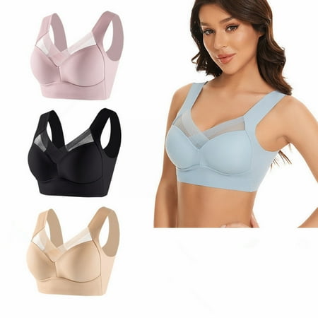GZWYHT Wireless Bras Clearance Bralettes for Women Large Strapless Lace Tank Top Underwear Thin Side Fold Side Breast Gather Adjustable Bra 2 Or 3 Set Bras for Women Lace Bralette Push Up Bra R XXL