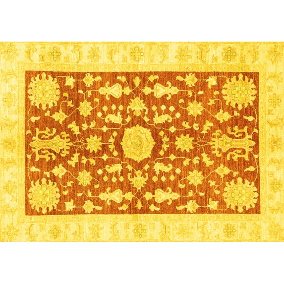 Ahgly Company Indoor Rectangle Oriental Yellow Traditional Area Rugs, 8' x 12'