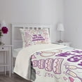 thumbnail image 3 of Ambesonne Wedding Quilted Bedspread Set 2 Pcs, Happy Composition Doves, Twin Size, Purple Blue Pink, 3 of 5