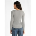 thumbnail image 3 of No Boundaries Ribbed Crewneck Tee with Long Sleeves, 1 or 2-Pack, Women's & Women's Plus, 3 of 5