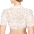 thumbnail image 3 of Blusa de encaje genérica para mujer, de media manga, en blanco y negro, sexy, con escote en V, blusa tradicional, tallas grandes, elegante, parcialmente transparente, disfraz de fiesta para, 3 of 5