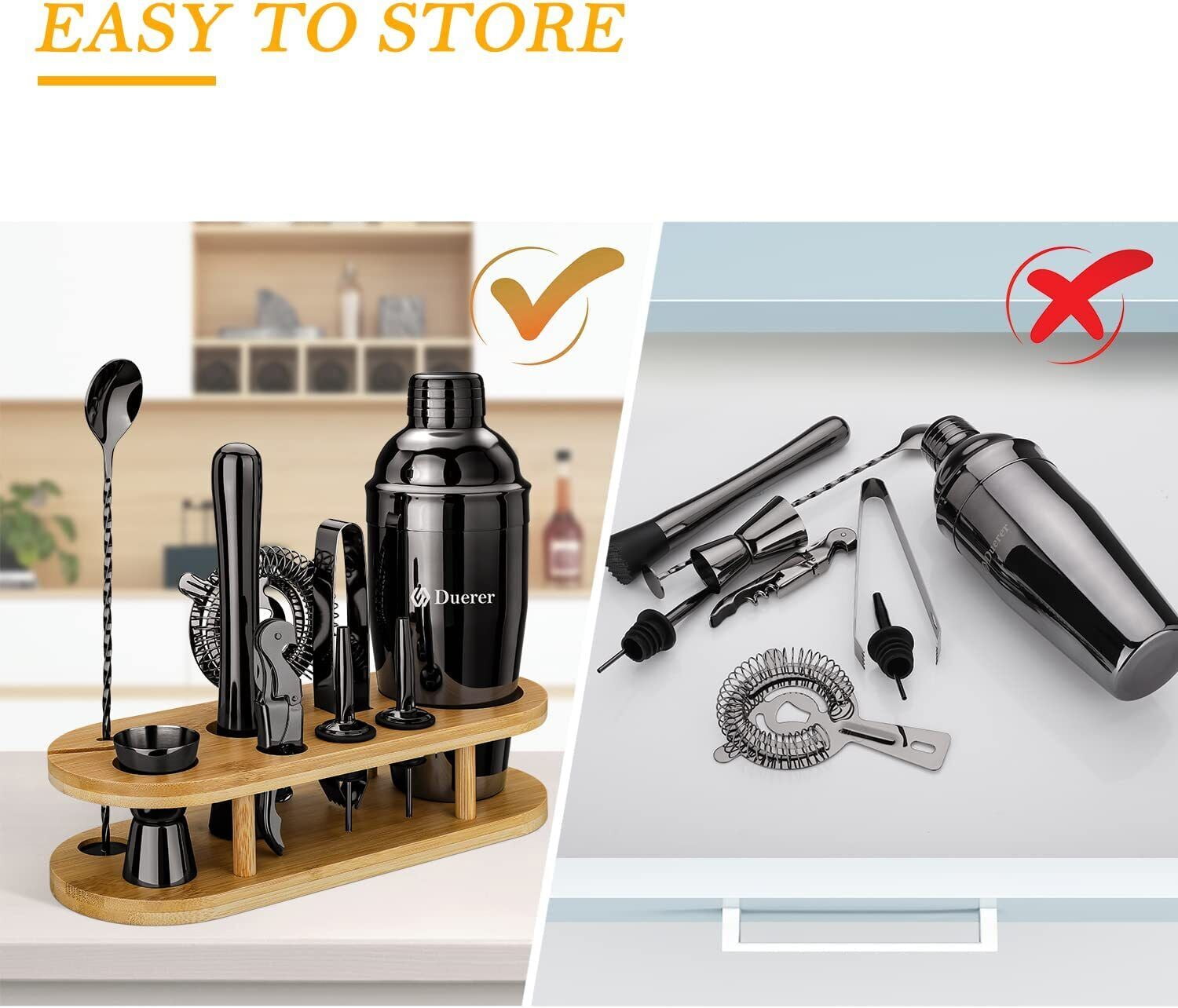 Duerer Bartender Kit with Stand, 11-Piece Cocktail Shaker Set, Bar