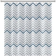 thumbnail image 4 of JOOCAR Grey and Blue Pattern Bathroom Shower Curtain Abstract Wave Geometry Line Bath Curtain with Hooks Waterproof Polyester Fabric Shower Curtains for Modern Artistic Bath Decorative, 72x72 Inch, 4 of 7