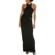 Halston womens Lang Gown, 0, Black