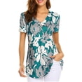 thumbnail image 2 of EQWLJWE Hauts à Col en V pour Femmes Mode Imprimée Décontractée T-Shirt à Manches Courtes Ample Blouse Hauts d'Été pour Femmes 2023, 2 of 6